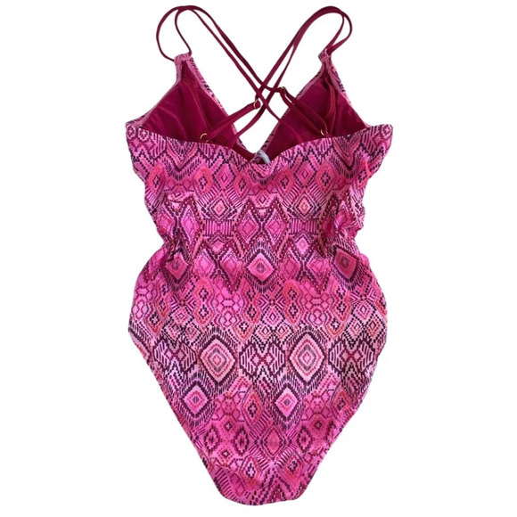 La Blanca, Idealist Strappy Surplice Underwire One-piece Swimsuit, Pink, Magenta - Picture 4 of 10